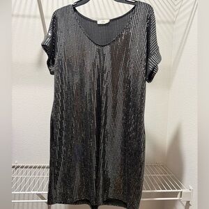 Entro Black and Silver Sequin Mini Dress